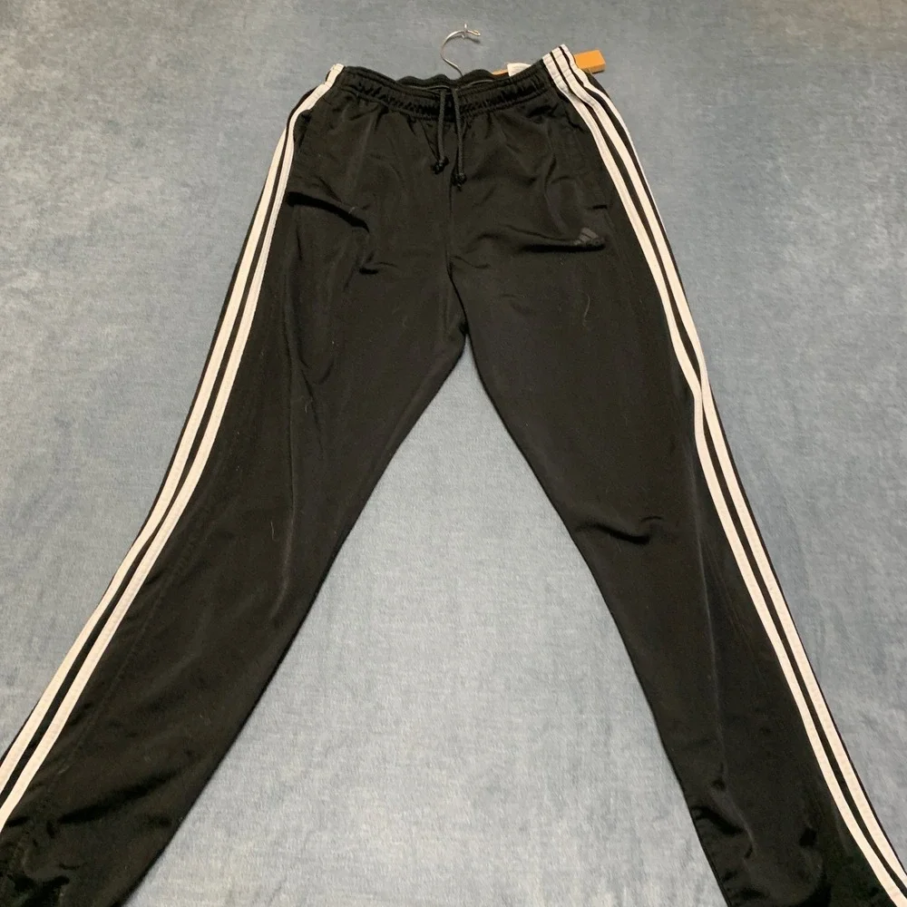 Adidas Primegreen Track Pants Mens Medium Black 3 Stripes Ankle Zip Drawstring